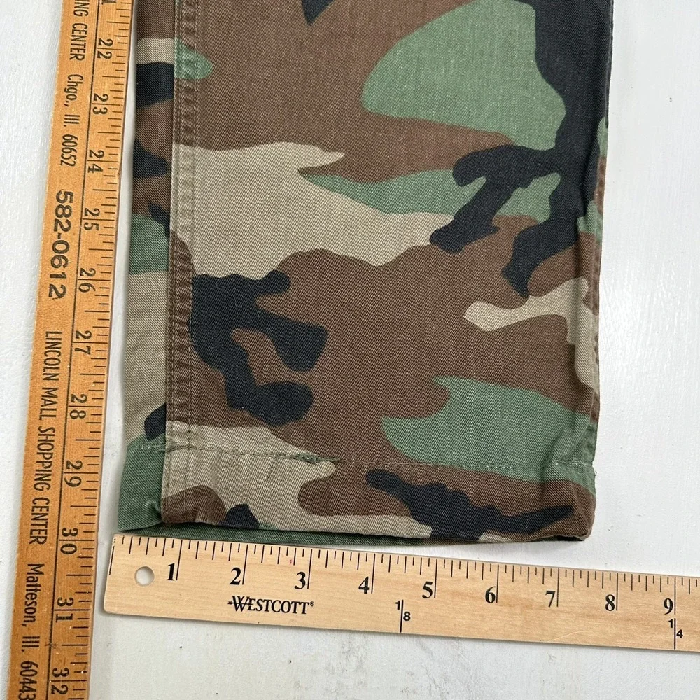 VTG Military Pants Mens Small Short Trousers‎ Woodland Cargo Camo Marines 30x30